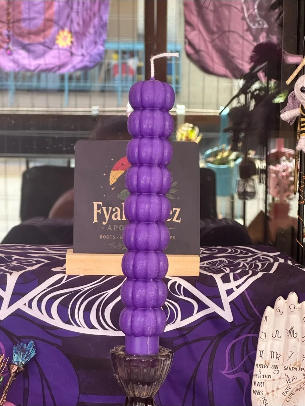 Purple Pumpkin Stack Taper Candle